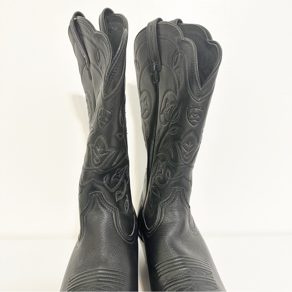 Ariat Women's Heritage Round Tie Black Leather Cowboy Cowgirl Boots - Picture 9 of 12